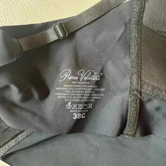Adorable Black Prima Valentina Intimates Padded Wire Free Lace Bra Sides Support - Picture 5 of 5